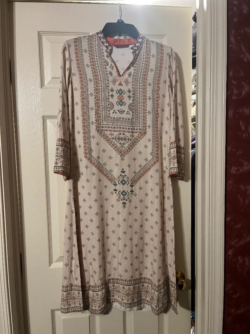 Lakshita Women's Cotton Kurta Kurti Cream Beige Multicolor Size S